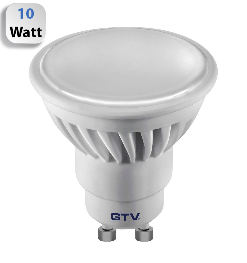 LED лампа с цоколем GU10 GTV 10Вт 720Лм с теплым светом 120°, керамика
