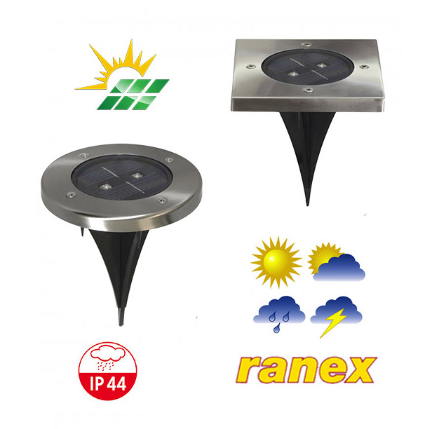 Встраиваемый грунтовой солнечный светильник Ranex LED Solar IP44 с датчиком освещенности