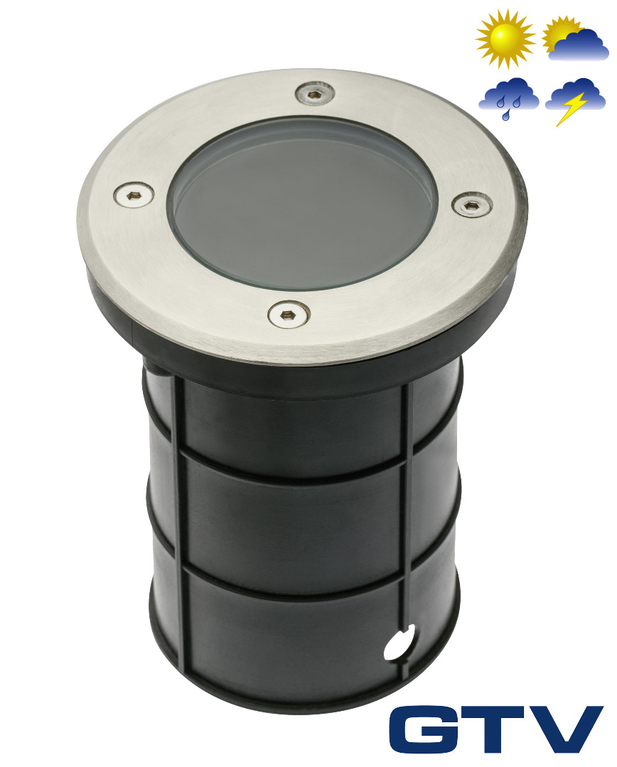 Герметичный грунтовой светильник GTV ALFA-O для ламп GU10 IP67 13x11см, нержавеющая сталь